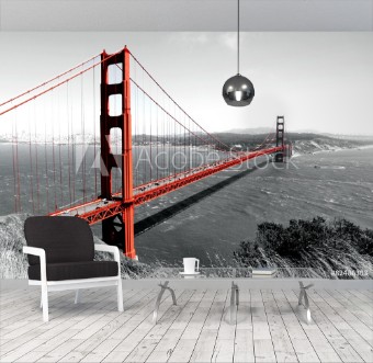 Picture of Golden Gate Bridge Red Pop on BW